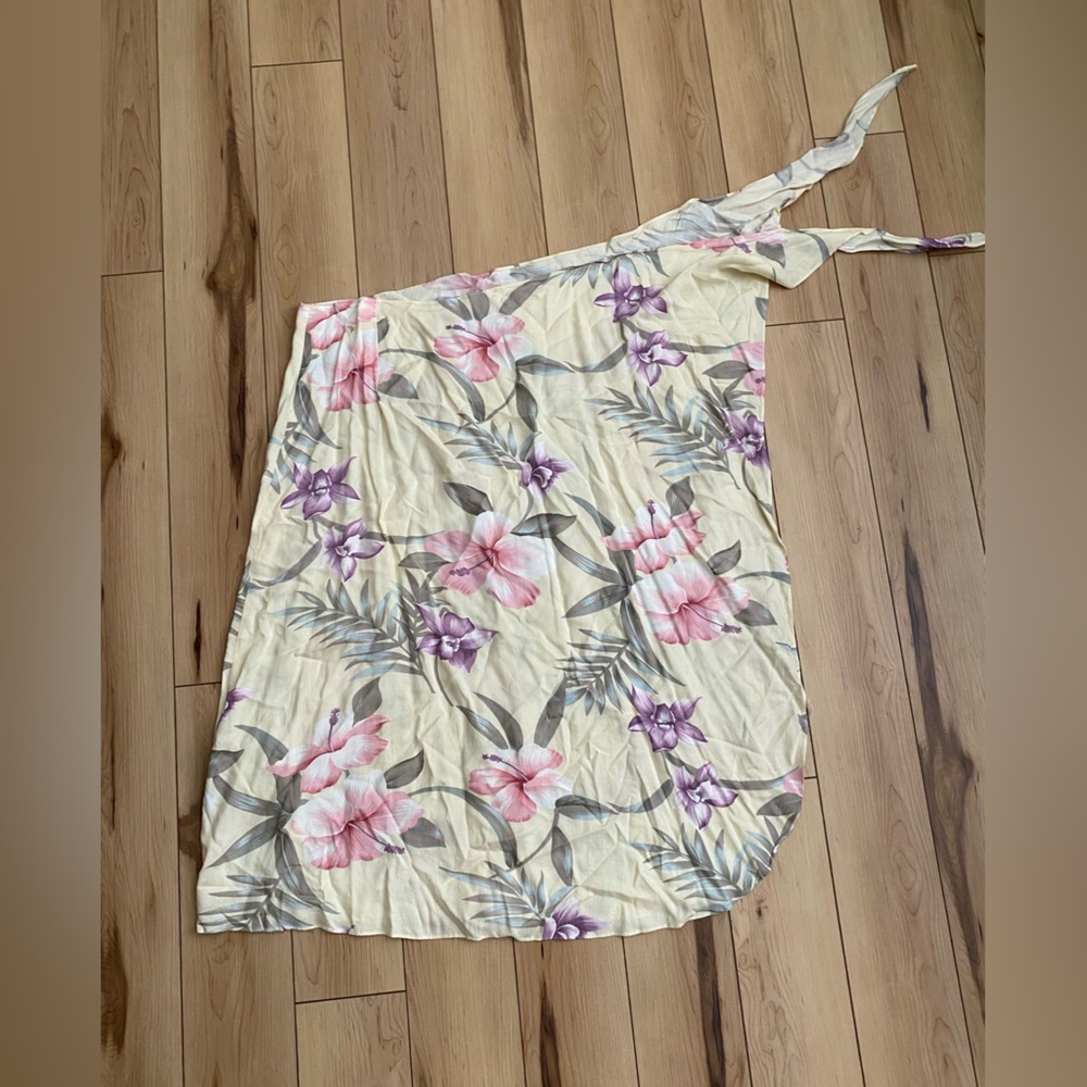Floral Wrap Skirt Swim wrap with Pink and Purple Flowers
